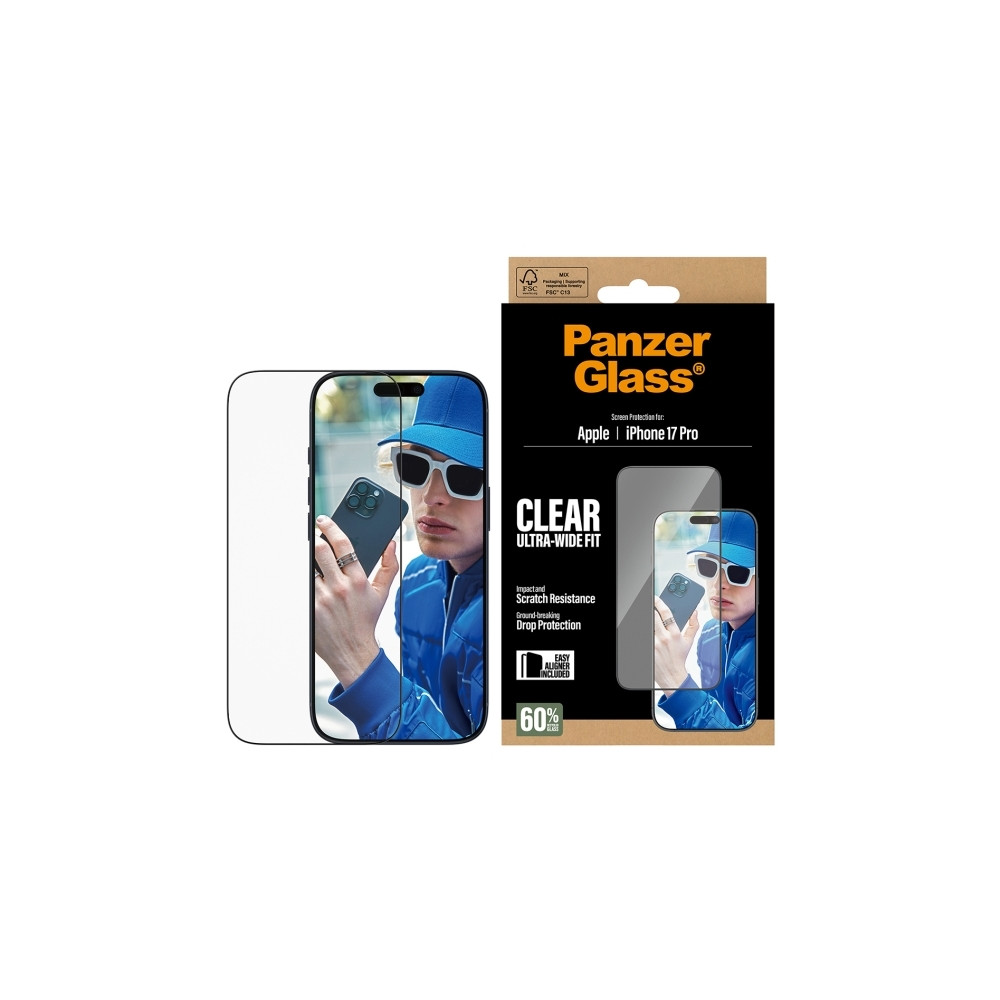 Produktbild för PanzerGlass - skärmskydd för mobiltelefon - ultrabred passning med EasyAligner