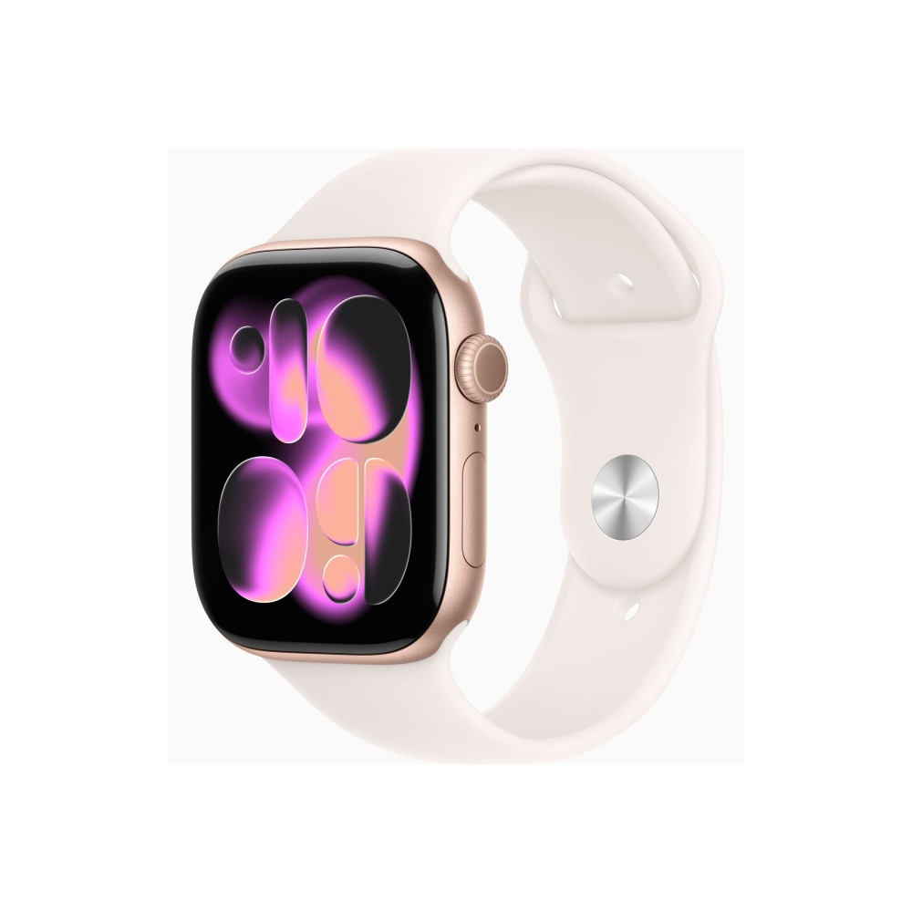 Produktbild för Apple Watch Series 11 (GPS + Cellular) - guldrosa aluminium - smart klocka med sportband - lätt rouge - 64 GB
