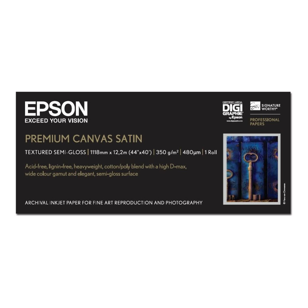 Produktbild för Epson PremierArt Water Resistant Canvas - kanvaspapper - blank - 1 rulle (rullar) - Rulle (111,8 cm x 12,2 m) - 350 g/m²