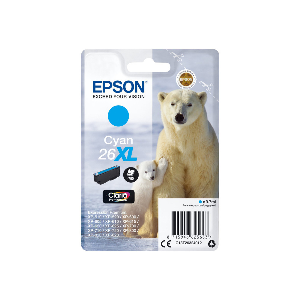 Produktbild för Epson 26XL - XL - cyan - original - bläckpatron