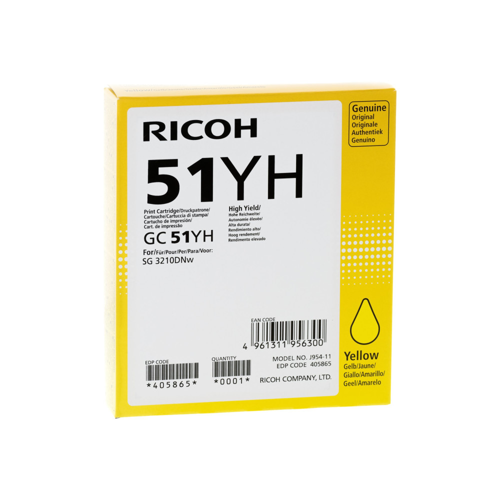 Produktbild för Ricoh GC 51YH - Lång livslängd - gul - original - bläckpatron