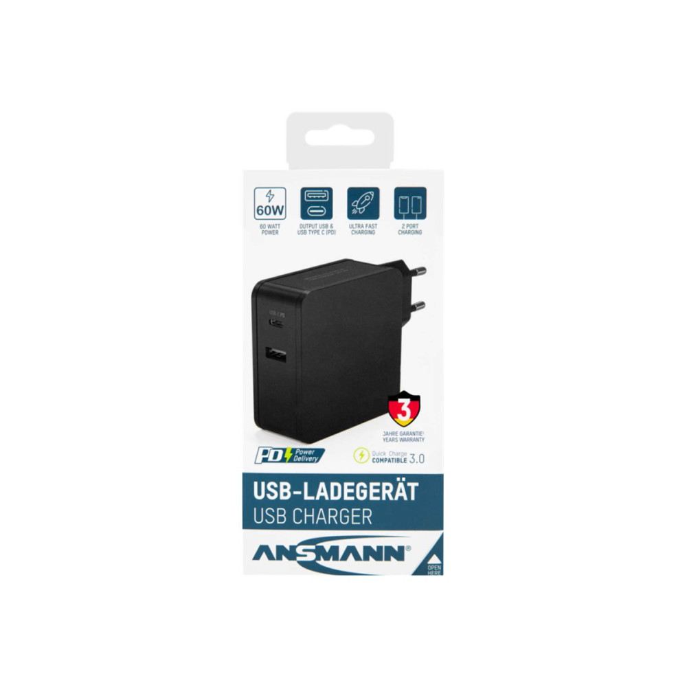 Produktbild för ANSMANN 254PD strömadapter - USB-C, USB - 60 watt