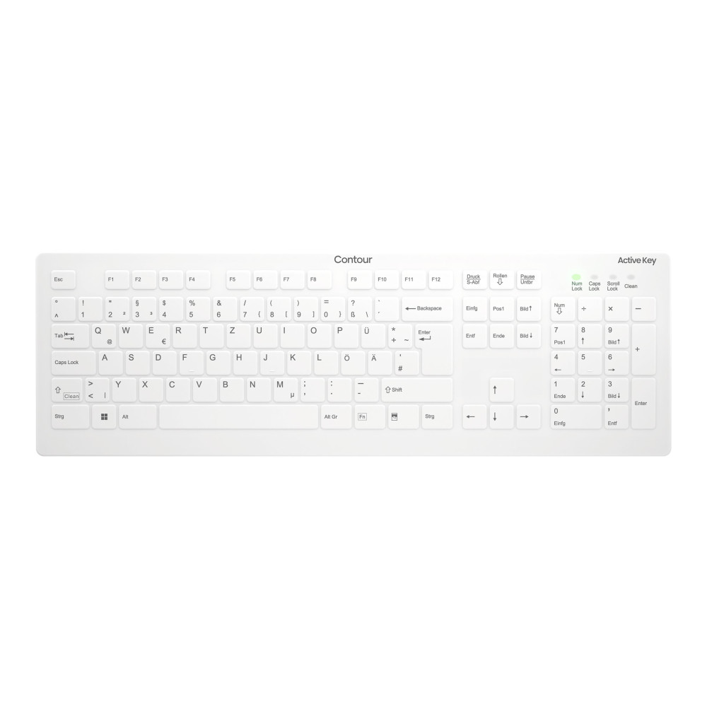 Produktbild för Contour Active Key QuickClean AK-C8112 - tangentbord - medicinsk, hygienisk design full size - QWERTZ - tysk - vit Inmatningsenhet