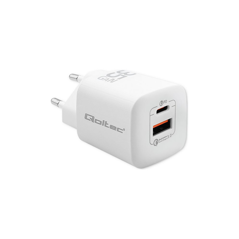 Produktbild för Qoltec strömadapter - GaN - USB typ A, USB-C - 35 watt