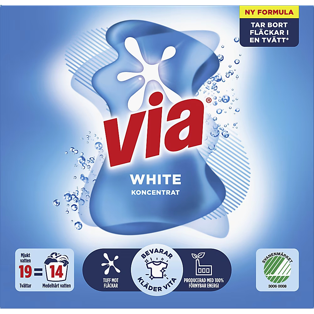 Produktbild för Via White Tvättmedel Pulver 760g