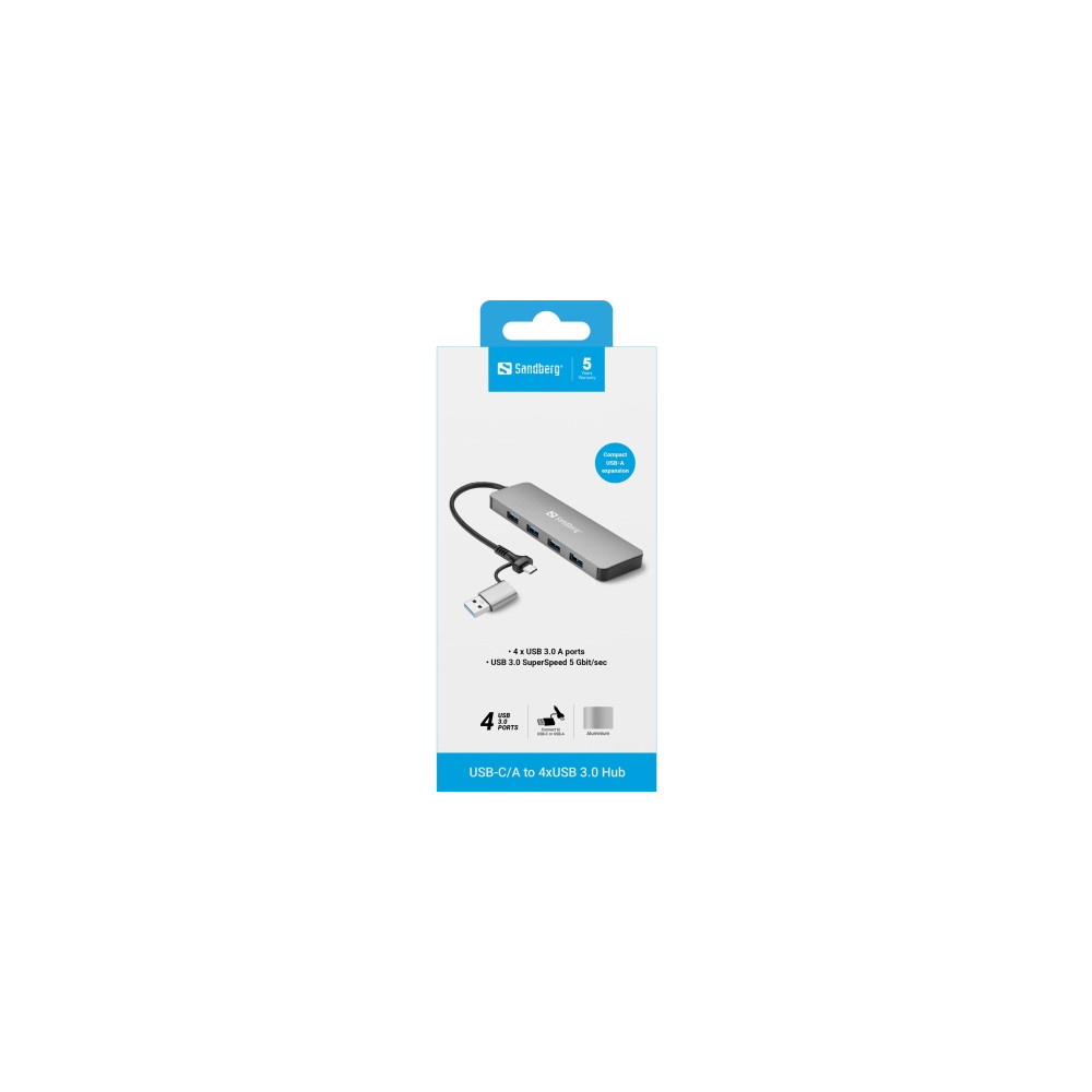 Produktbild för Sandberg - hubb - USB-C/A - 4 portar