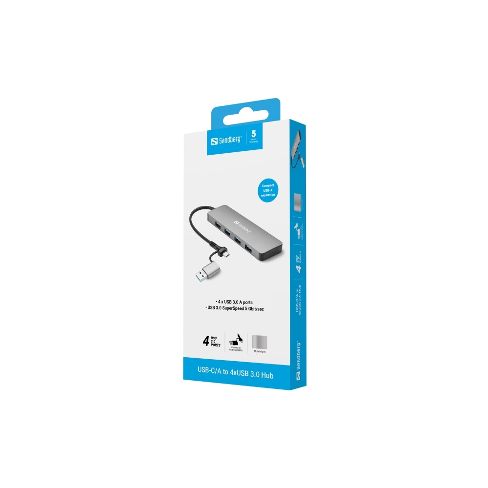 Produktbild för Sandberg - hubb - USB-C/A - 4 portar