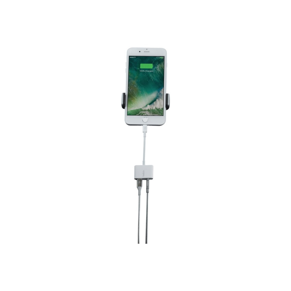 Produktbild för Belkin 3.5 mm Audio + Charge RockStar - Lightning- till hörlursjack/laddningsadapter - Lightning / ljud