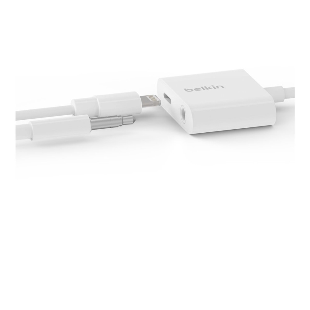Produktbild för Belkin 3.5 mm Audio + Charge RockStar - Lightning- till hörlursjack/laddningsadapter - Lightning / ljud