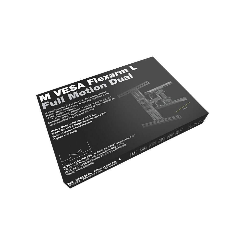 Produktbild för Multibrackets M VESA Flexarm L Full Motion Dual konsol - justerbar arm med full rörlighet - för LCD-display - svart