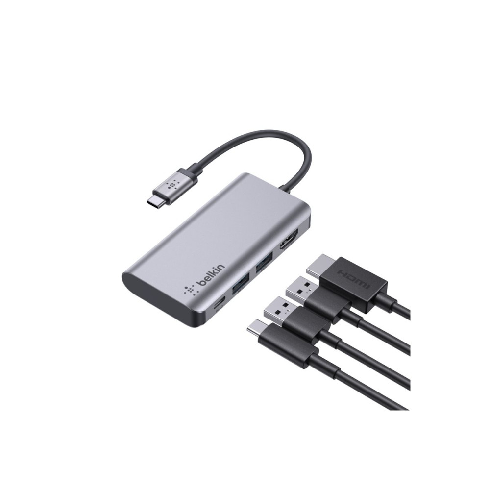 Produktbild för Belkin CONNECT 4-in-1 hubbadapter för flera portar - USB-C - HDMI
