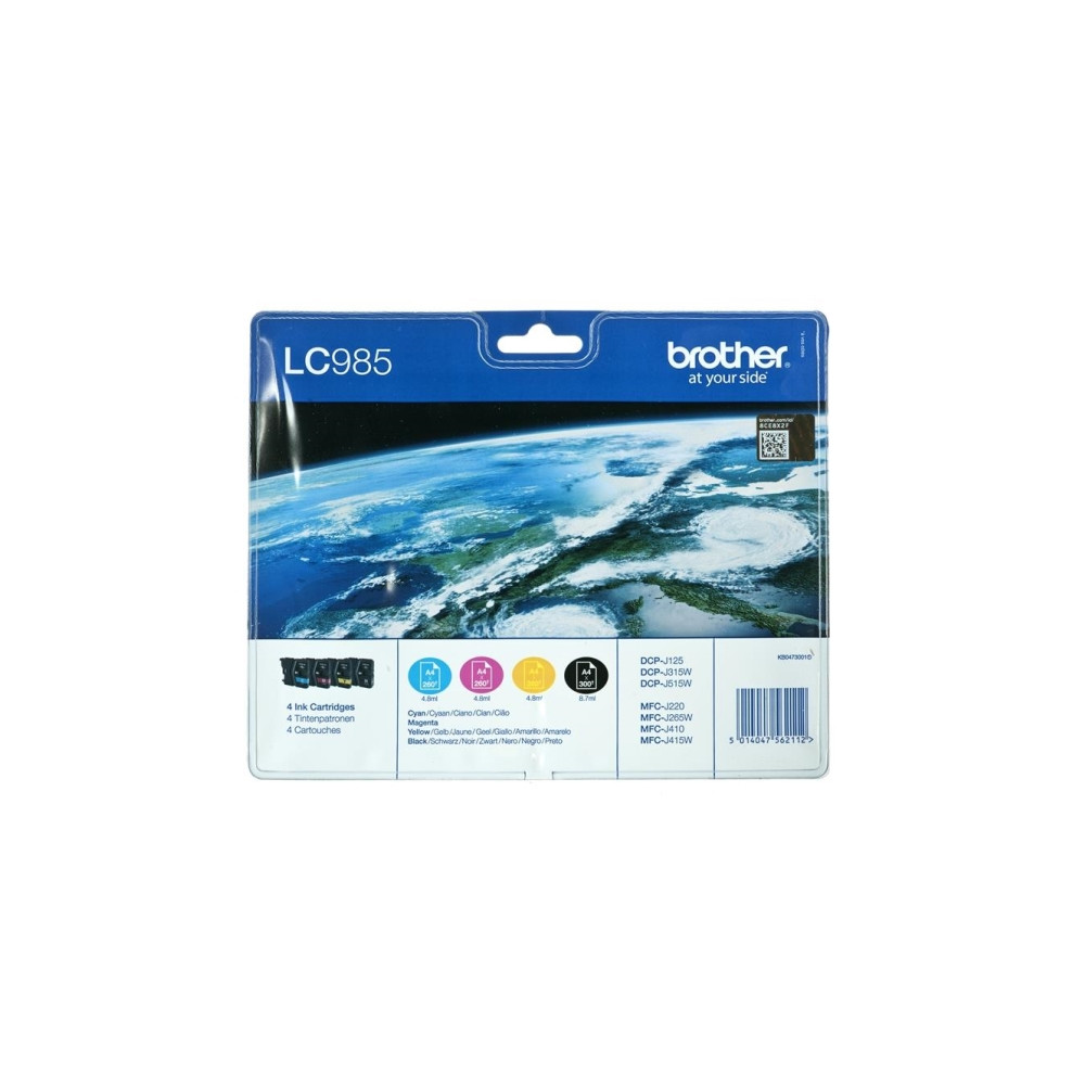 Produktbild för Brother LC985VALBP - 4-pack - svart, gul, cyan, magenta - original - bläckpatron