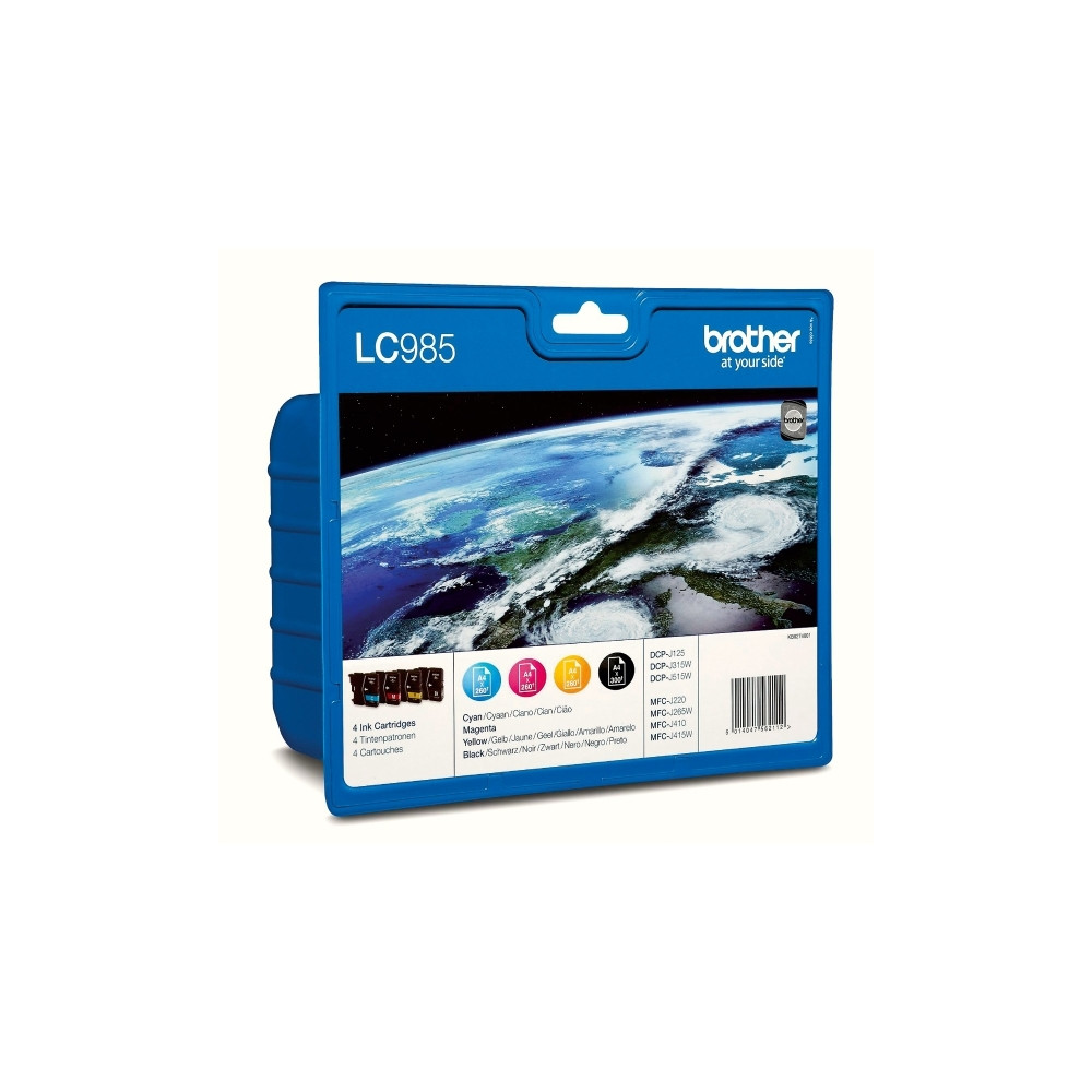Produktbild för Brother LC985VALBP - 4-pack - svart, gul, cyan, magenta - original - bläckpatron