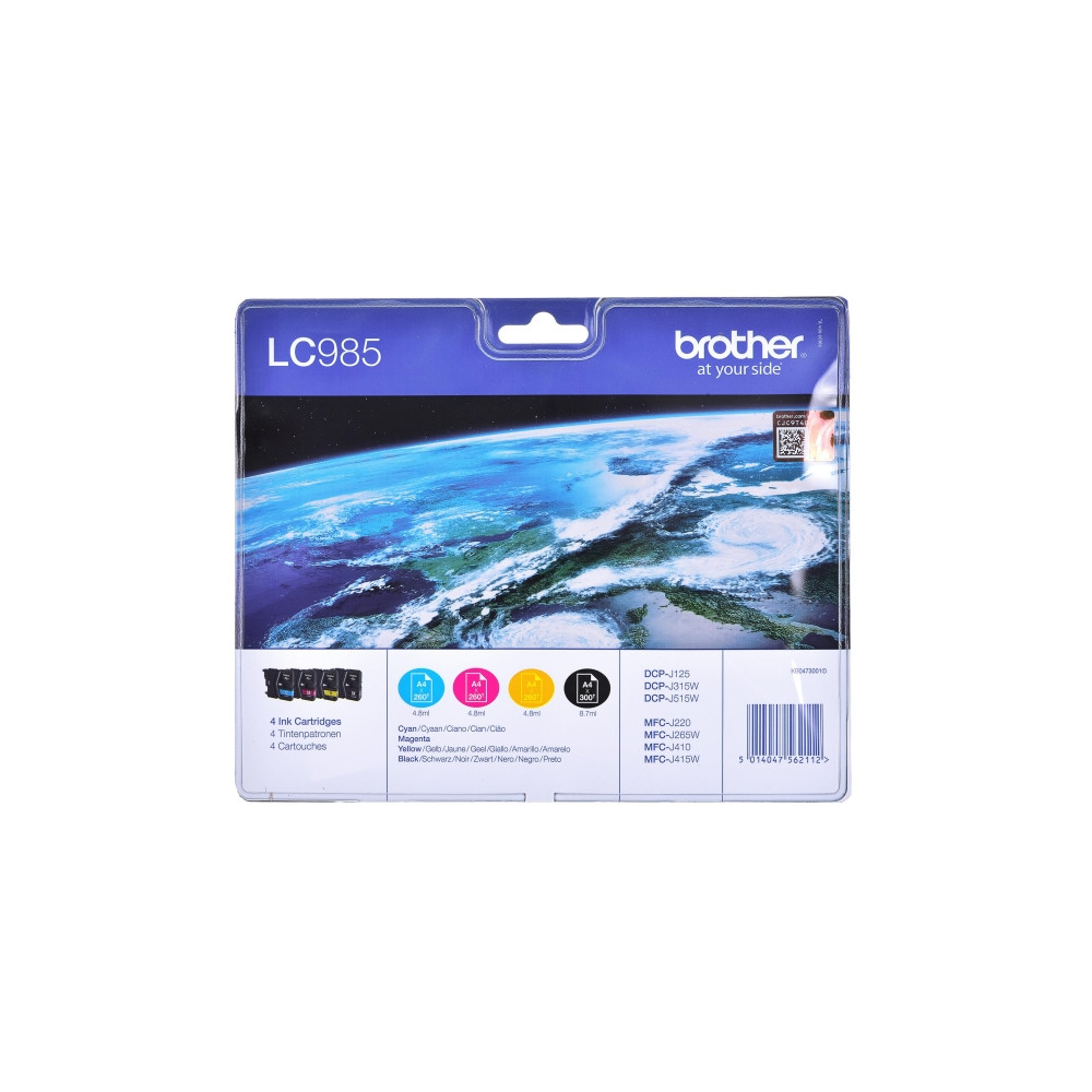 Produktbild för Brother LC985VALBP - 4-pack - svart, gul, cyan, magenta - original - bläckpatron