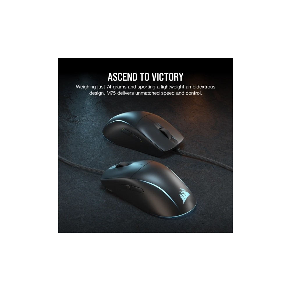 Produktbild för CORSAIR M75 - mus - låg vikt, RGB - USB