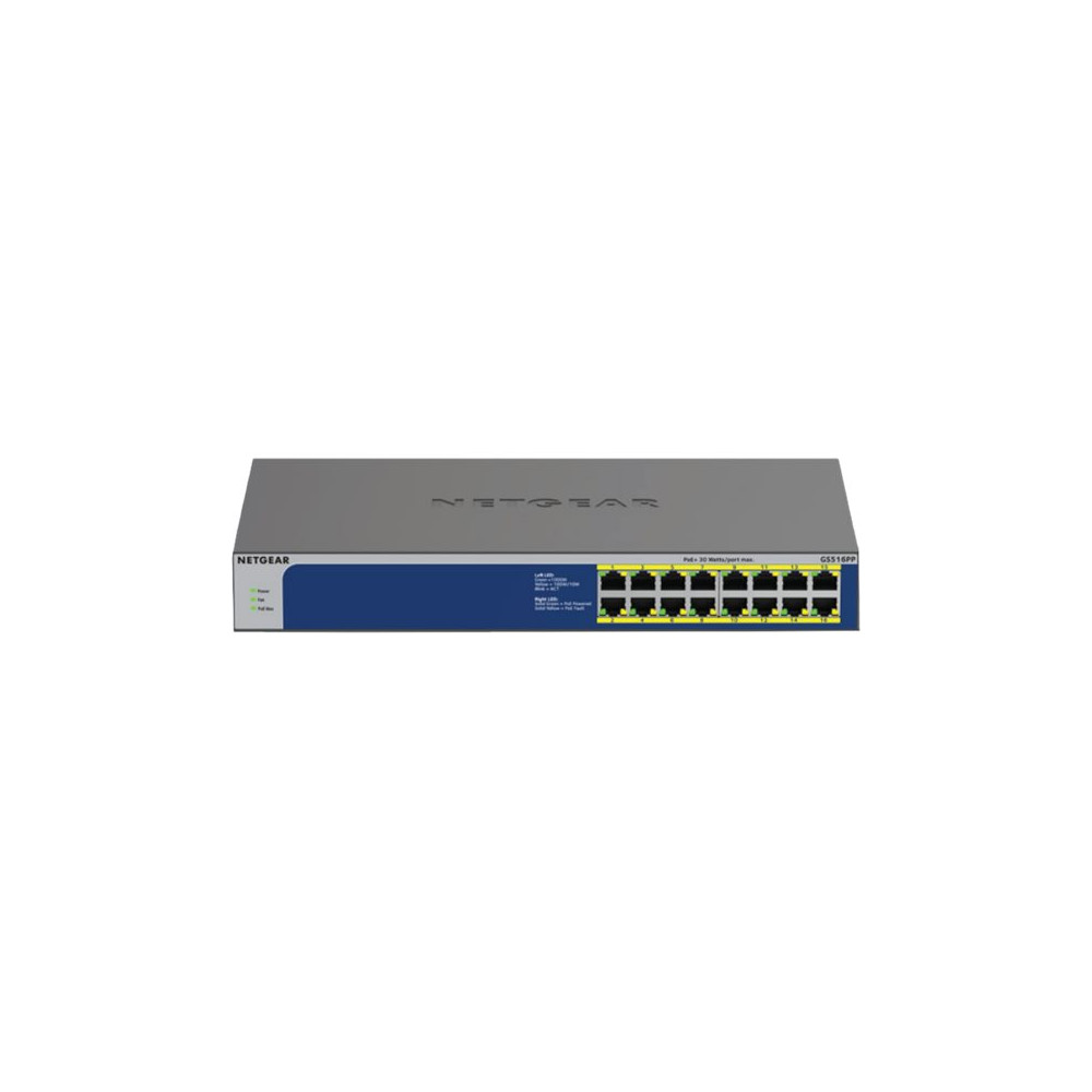Produktbild för NETGEAR GS516PP - switch - 16 portar - ohanterad - rackmonterbar