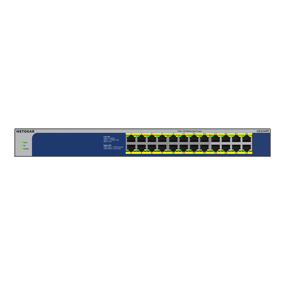 Produktbild för NETGEAR GS524PP - switch - 24 portar - ohanterad - rackmonterbar