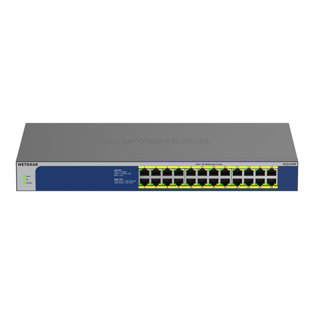 Produktbild för NETGEAR GS524PP - switch - 24 portar - ohanterad - rackmonterbar