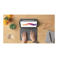Produktbild för Logitech Folio Touch - tangentbord och foliefodral - med pekdyna - QWERTZ - tysk - oxford-grå Inmatningsenhet