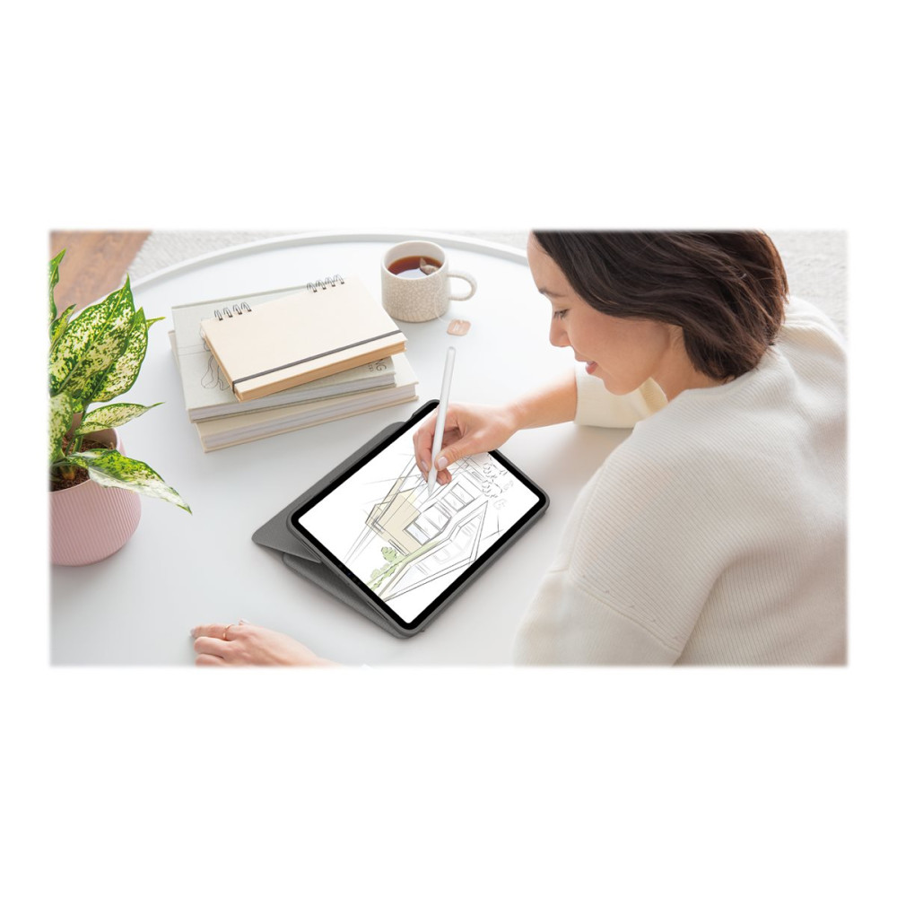 Produktbild för Logitech Folio Touch - tangentbord och foliefodral - med pekdyna - QWERTZ - tysk - oxford-grå Inmatningsenhet
