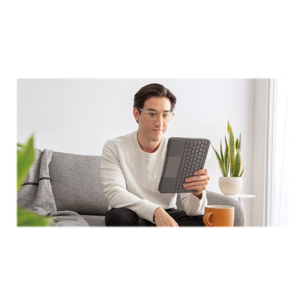 Produktbild för Logitech Folio Touch - tangentbord och foliefodral - med pekdyna - QWERTZ - tysk - oxford-grå Inmatningsenhet