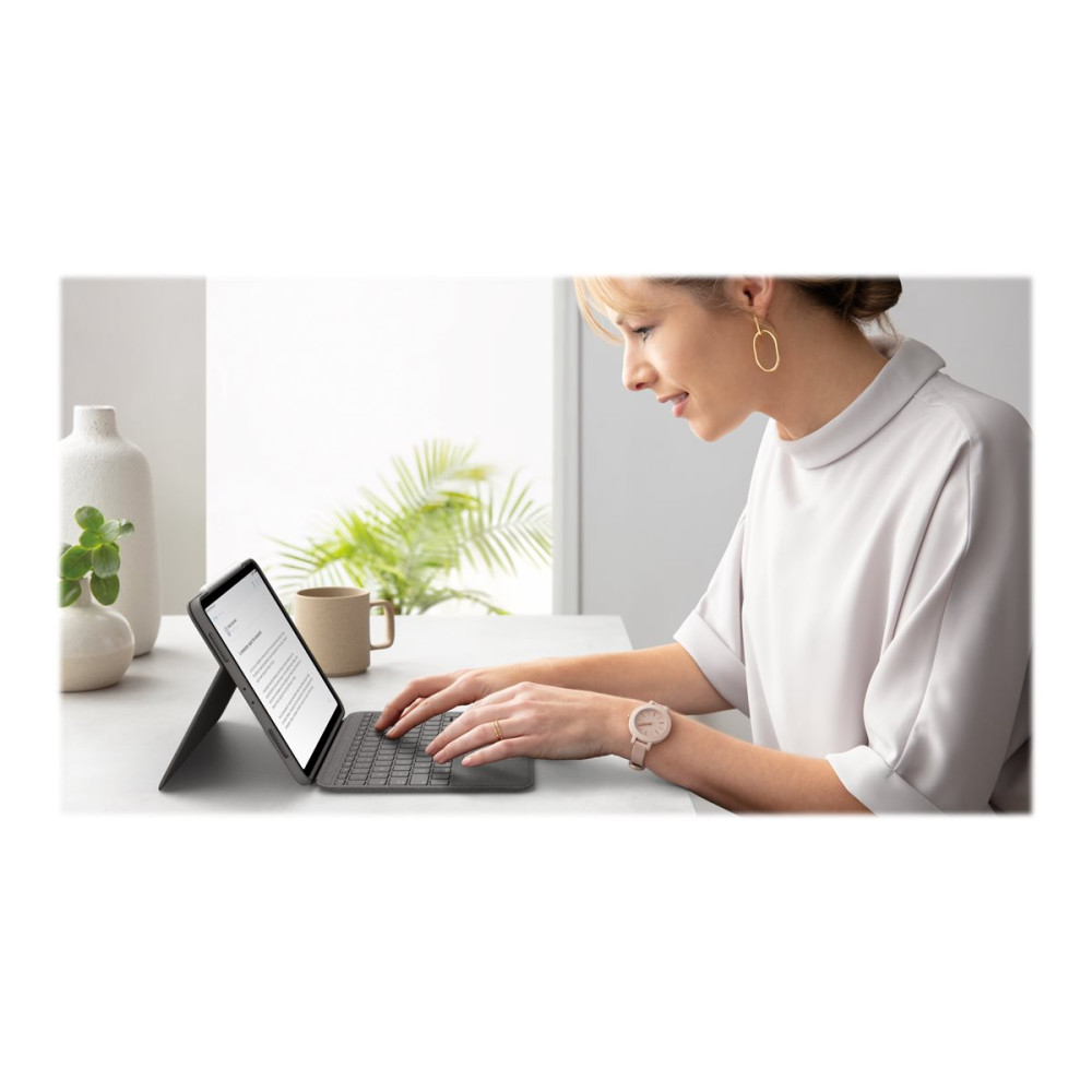 Produktbild för Logitech Folio Touch - tangentbord och foliefodral - med pekdyna - QWERTZ - tysk - oxford-grå Inmatningsenhet