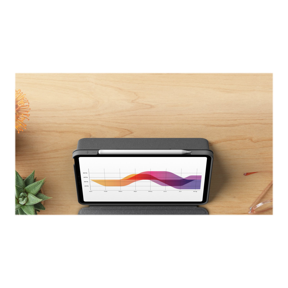 Produktbild för Logitech Folio Touch - tangentbord och foliefodral - med pekdyna - QWERTZ - tysk - oxford-grå Inmatningsenhet
