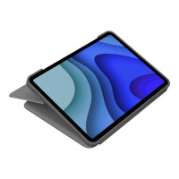 Produktbild för Logitech Folio Touch - tangentbord och foliefodral - med pekdyna - QWERTZ - tysk - oxford-grå Inmatningsenhet