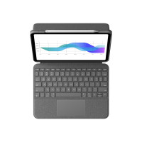 Produktbild för Logitech Folio Touch - tangentbord och foliefodral - med pekdyna - QWERTZ - tysk - oxford-grå Inmatningsenhet