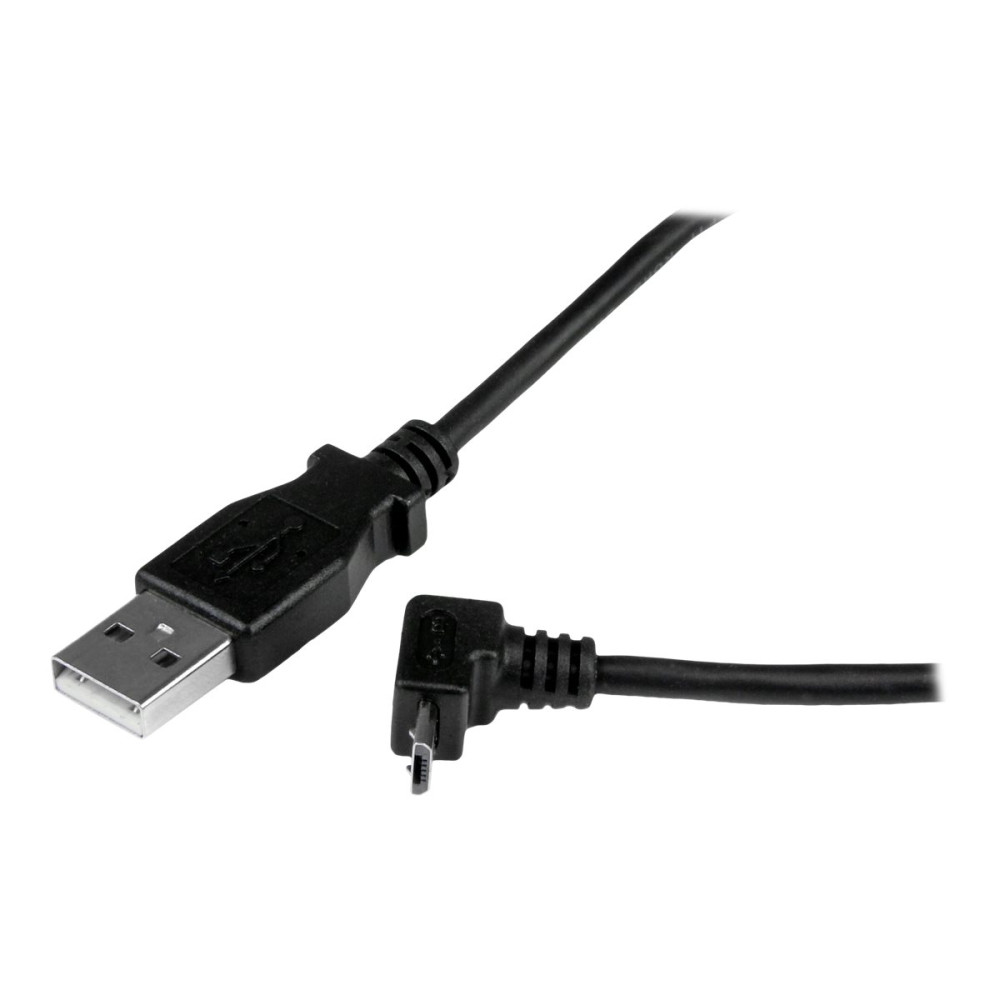 Produktbild för StarTech.com 2m Micro USB Cable Cord - A to Up Angle Micro B - Up Angled Micro USB Cable - 1x USB A (M), 1x USB Micro B (M) - Black (USBAUB2MU) - USB-kabel - mikro-USB typ B till USB - 2 m