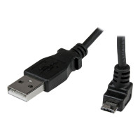 Produktbild för StarTech.com 2m Micro USB Cable Cord - A to Up Angle Micro B - Up Angled Micro USB Cable - 1x USB A (M), 1x USB Micro B (M) - Black (USBAUB2MU) - USB-kabel - mikro-USB typ B till USB - 2 m