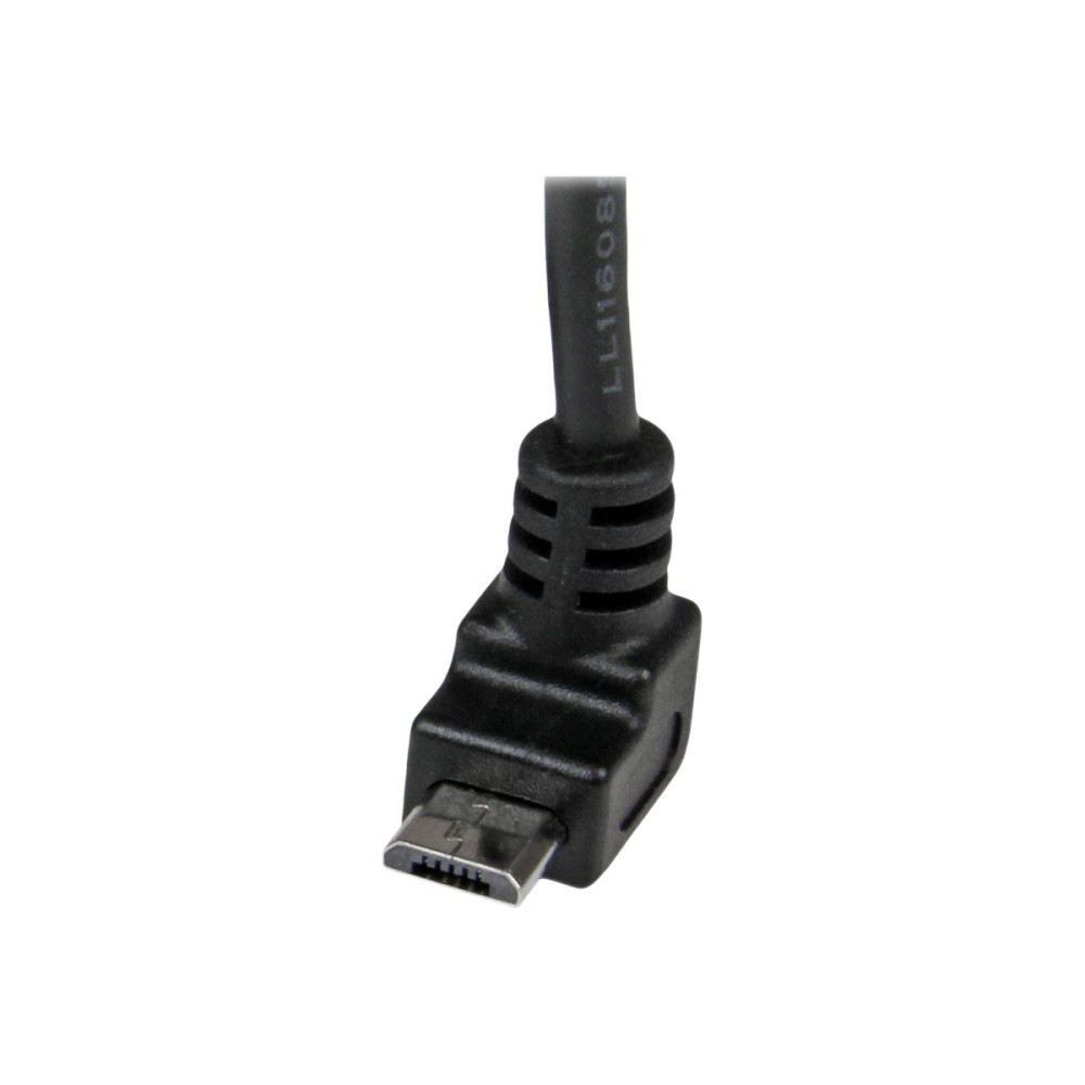 Produktbild för StarTech.com 2m Micro USB Cable Cord - A to Up Angle Micro B - Up Angled Micro USB Cable - 1x USB A (M), 1x USB Micro B (M) - Black (USBAUB2MU) - USB-kabel - mikro-USB typ B till USB - 2 m