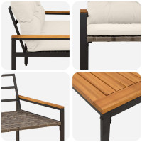 Produktbild för Utemöbelset 4 pcs Gräddvit konstrotting