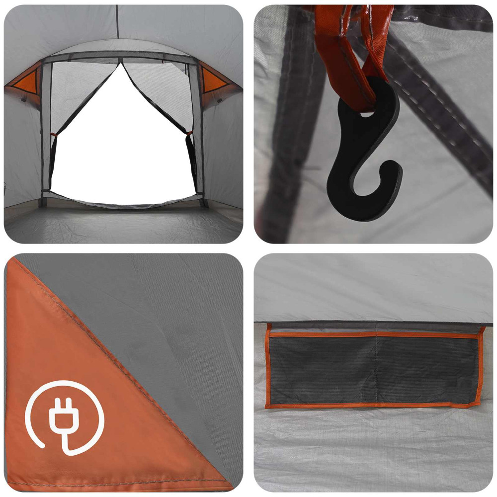 Produktbild för Stuga Tält med tak Grå och orange 4 personer Polyester och Stål