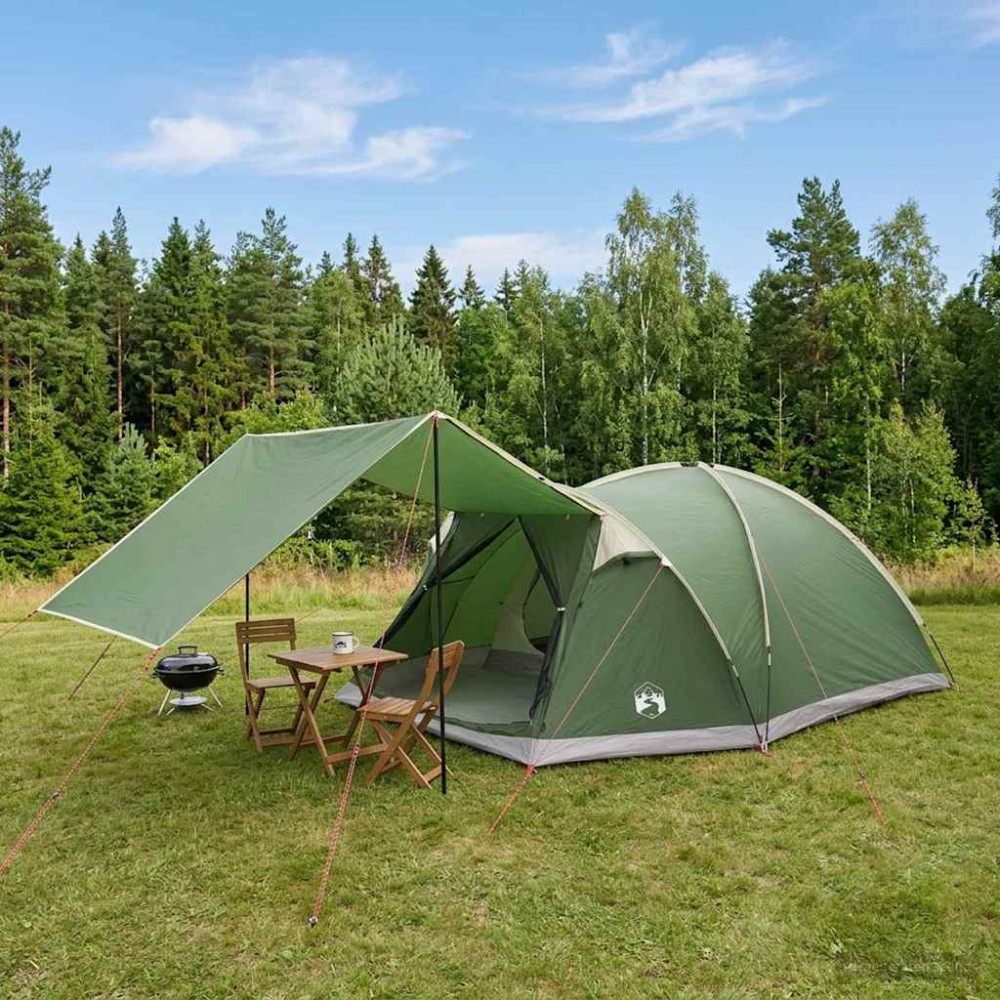 Produktbild för Stuga Tält med tak Grön 6 personer Polyester och Stål