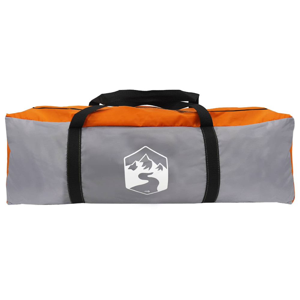 Produktbild för Stuga Tält med tak Grå och orange 6 personer Polyester och Stål