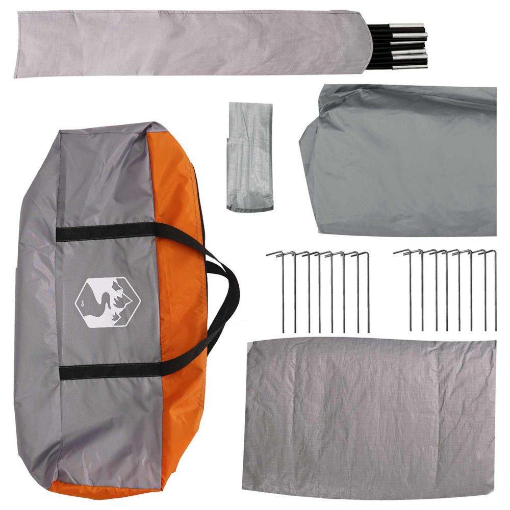 Produktbild för Stuga Tält med tak Grå och orange 6 personer Polyester och Stål