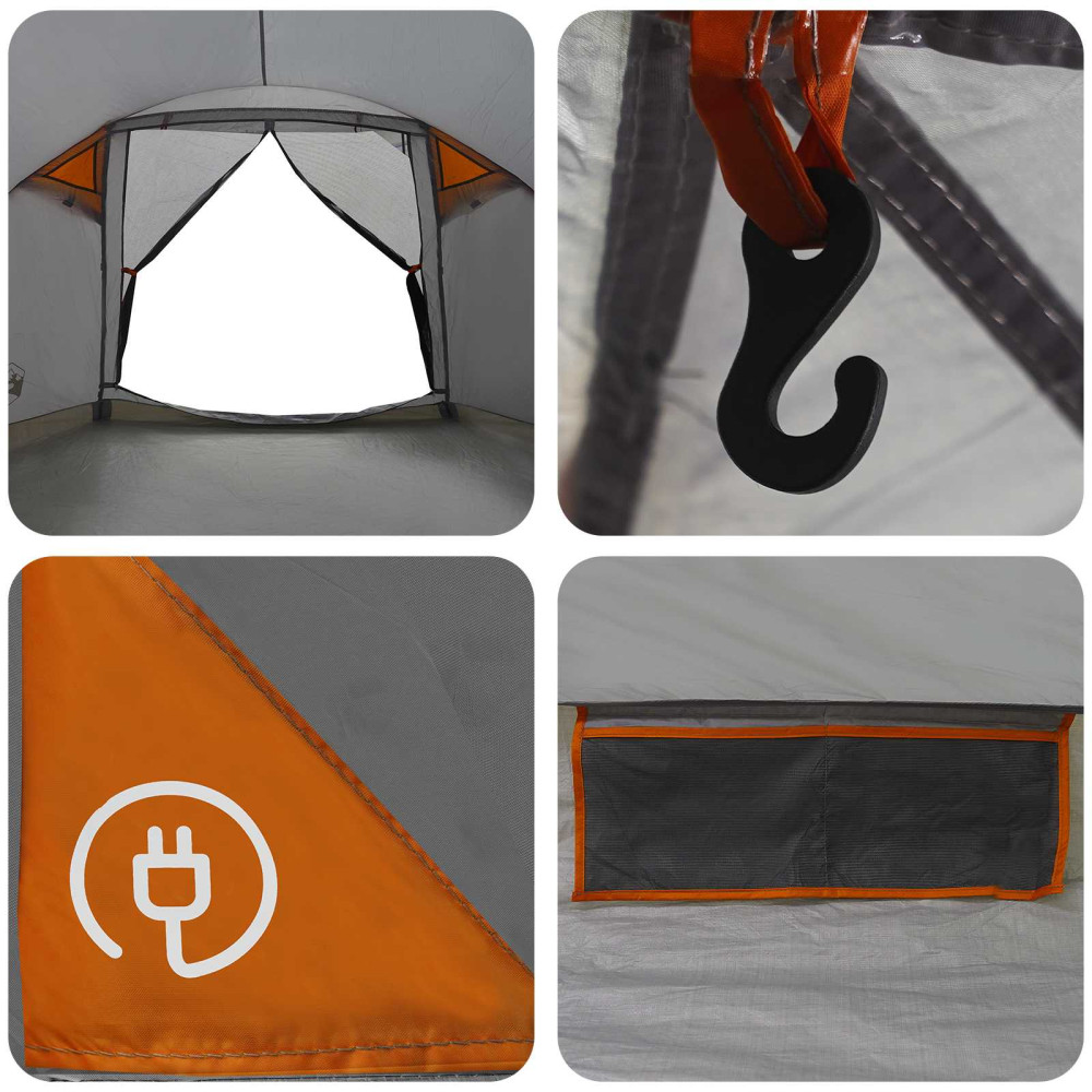 Produktbild för Stuga Tält med tak Grå och orange 6 personer Polyester och Stål
