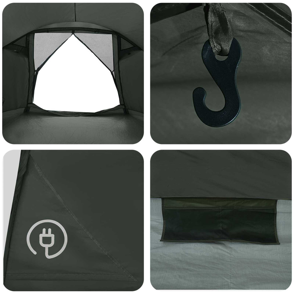 Produktbild för Stuga Tält med tak Armégrön 6 personer Polyester och Stål