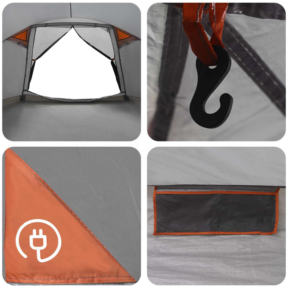 Produktbild för Stuga Tält med tak Grå och orange 8 personer Polyester och Stål