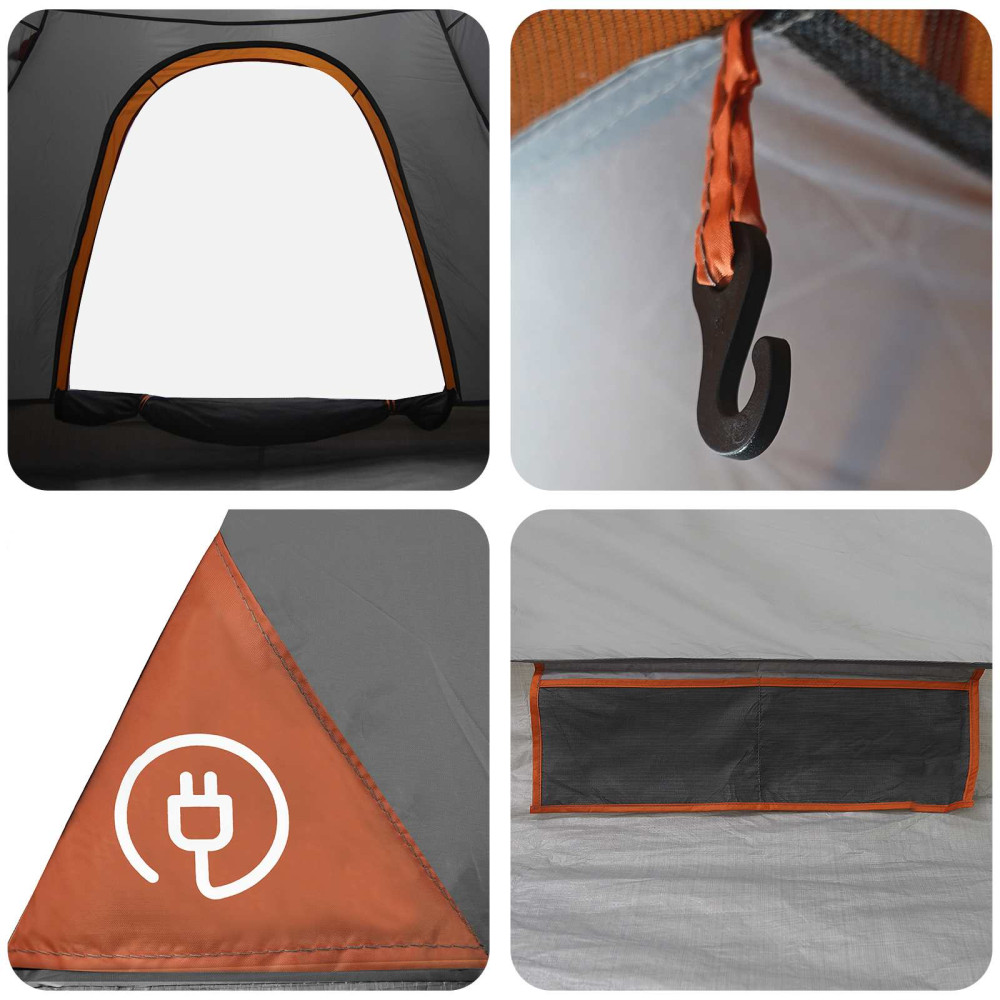 Produktbild för Campingtält med tak Grå och orange 190 x 140 x 105 cm