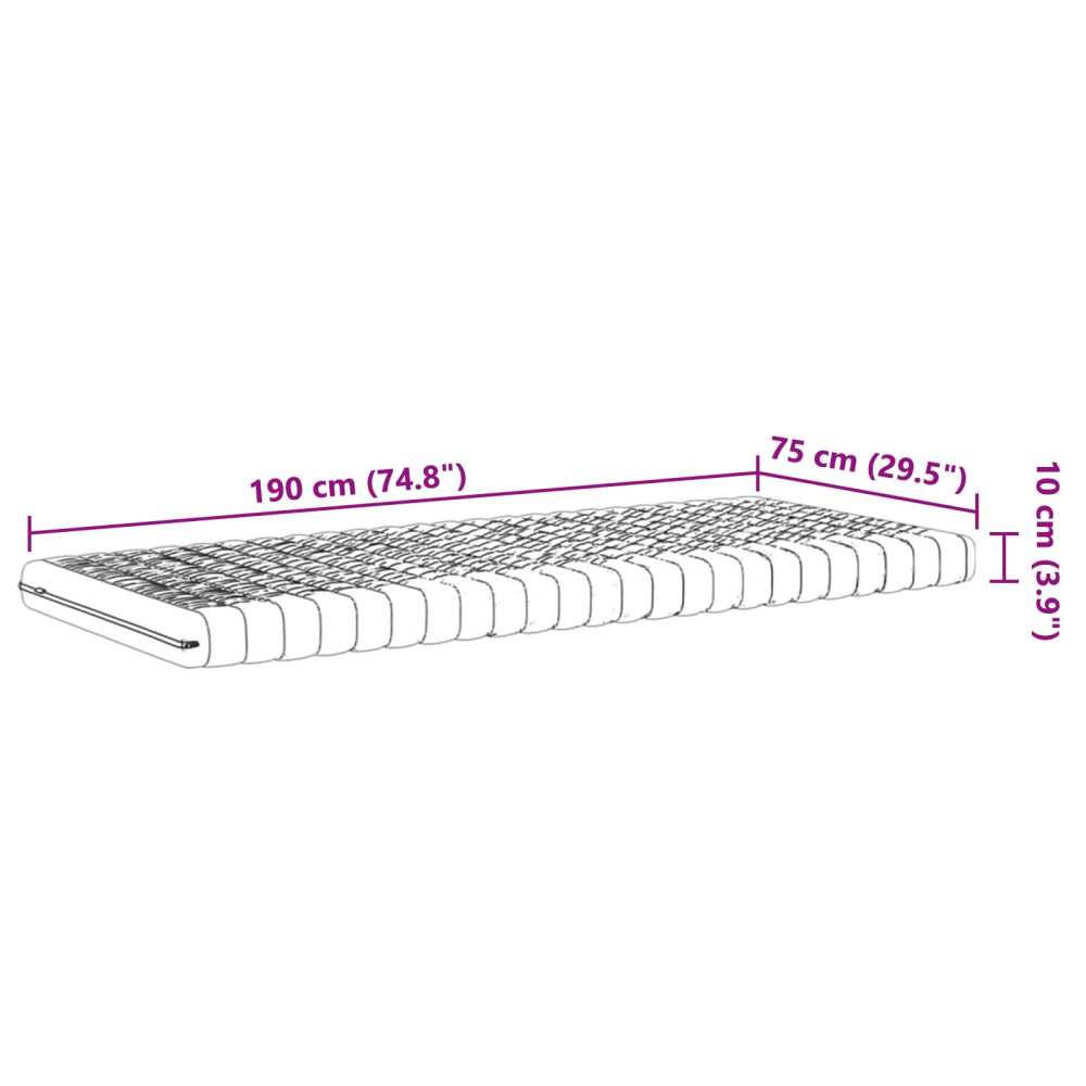 Produktbild för Skummadrass 75 x 190 cm Vit