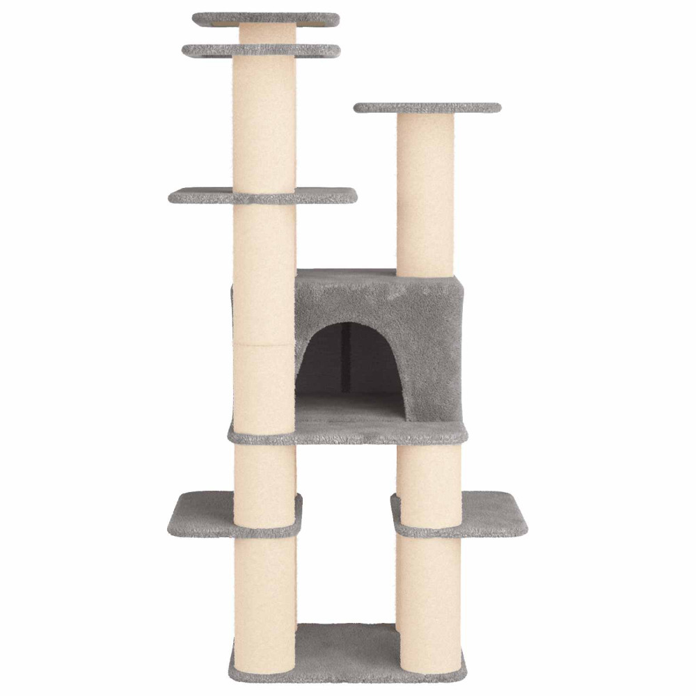 Produktbild för Kattträd med sisal klöspelare Ljusgrå 161 cm