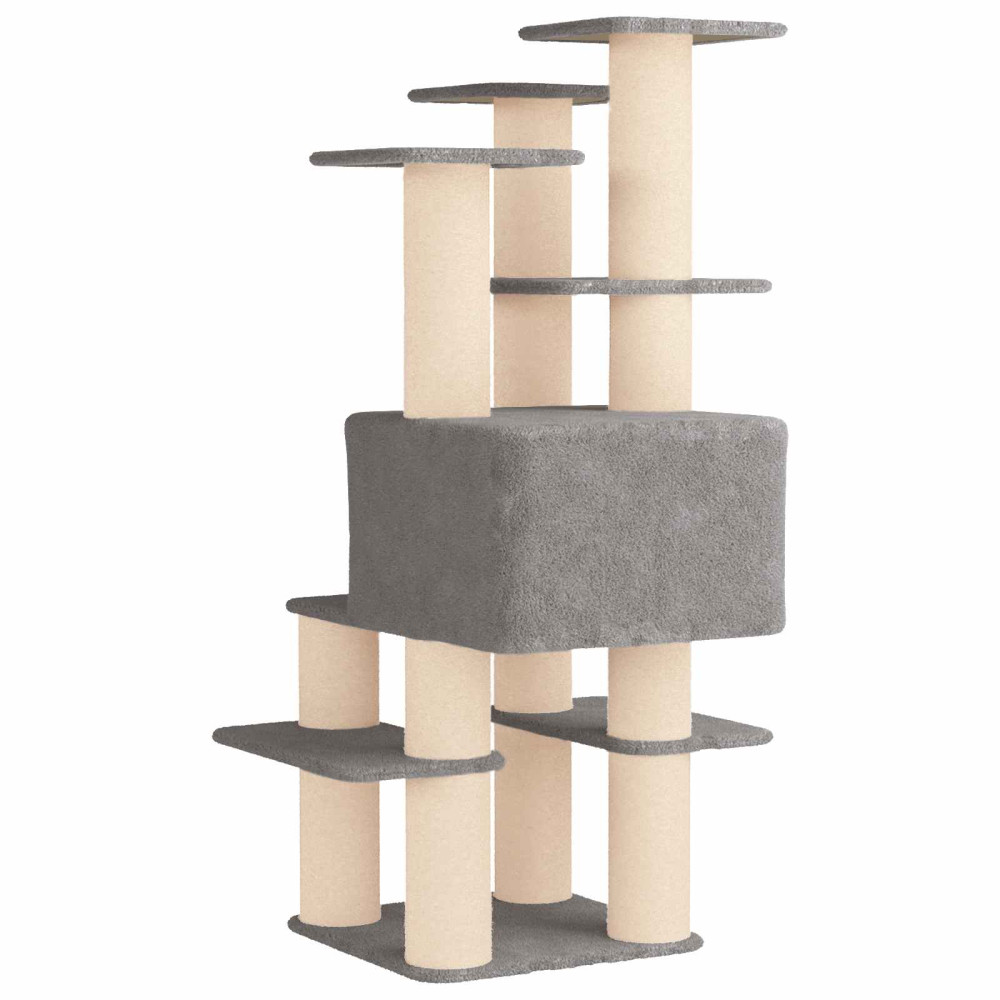 Produktbild för Kattträd med sisal klöspelare Ljusgrå 161 cm