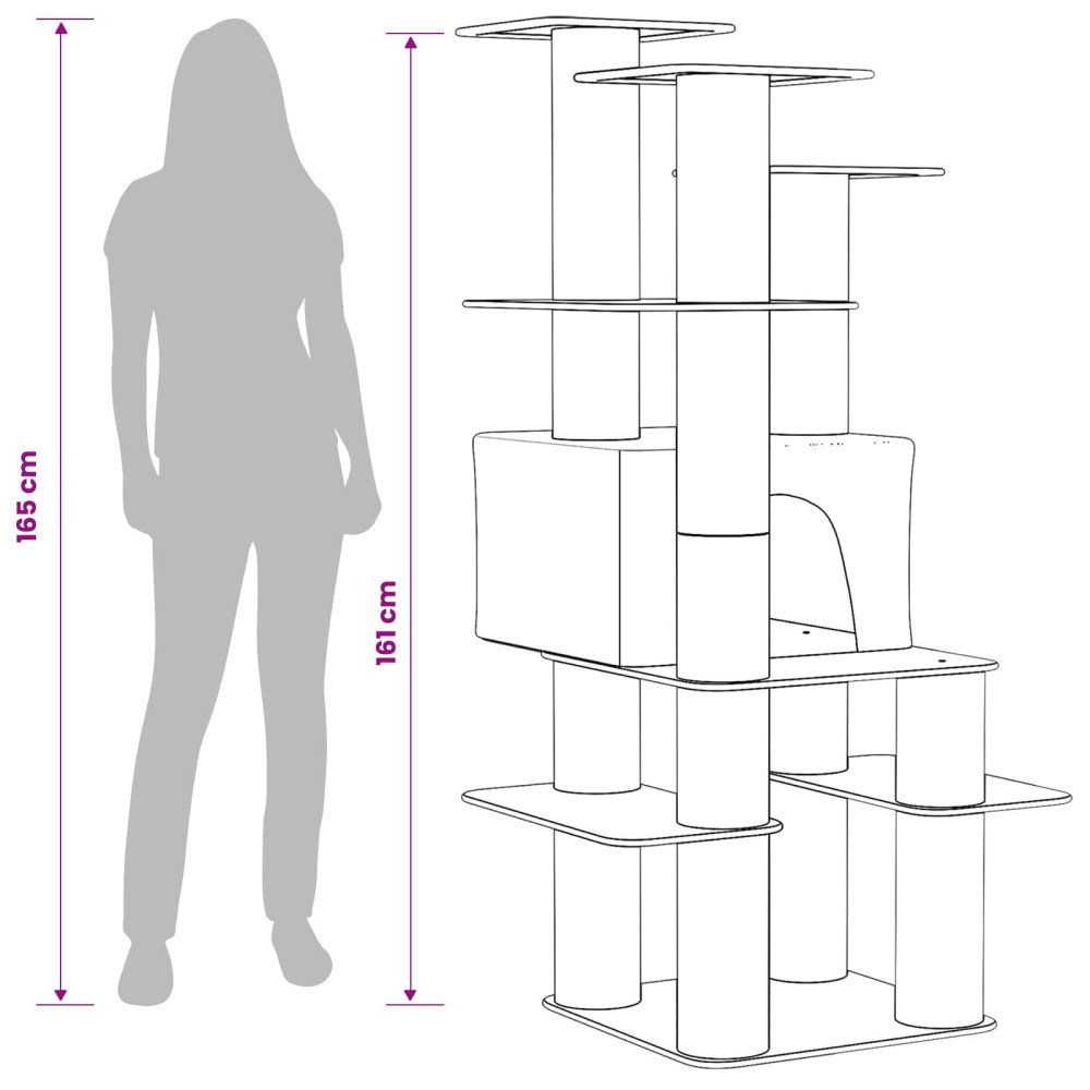 Produktbild för Kattträd med sisal klöspelare Ljusgrå 161 cm