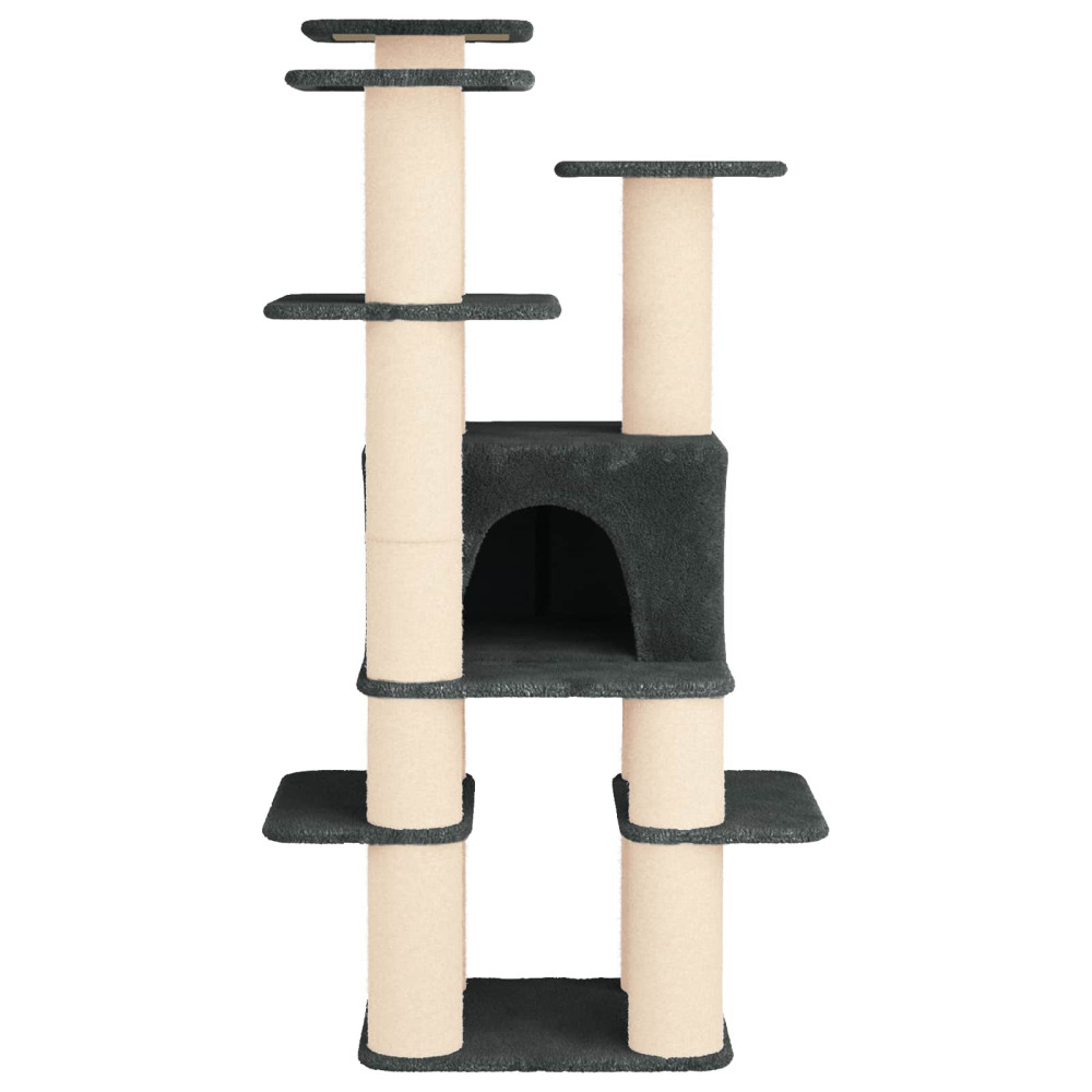 Produktbild för Kattträd med sisal klöspelare Mörkgrå 161 cm