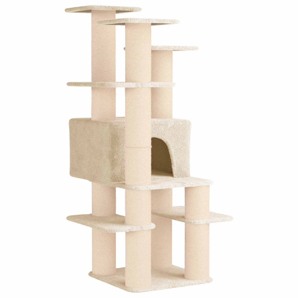 Produktbild för Kattträd med sisal klöspelare Gräddvit 161 cm