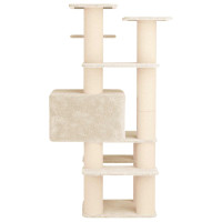 Produktbild för Kattträd med sisal klöspelare Gräddvit 161 cm
