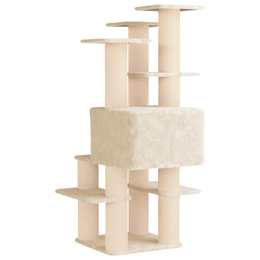 Produktbild för Kattträd med sisal klöspelare Gräddvit 161 cm