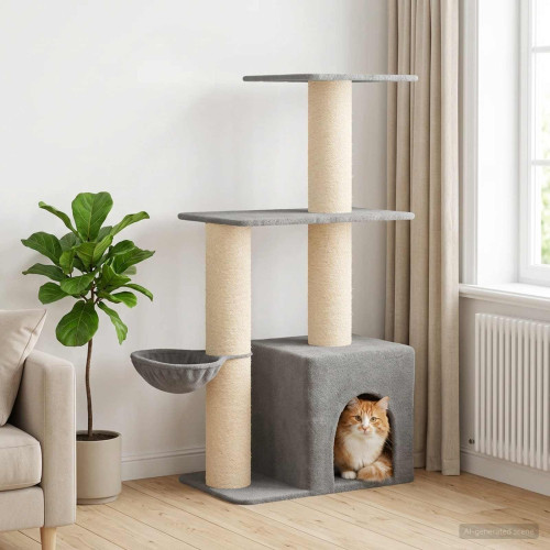 vidaXL Kattträd med sisal klöspelare Ljusgrå 133 cm